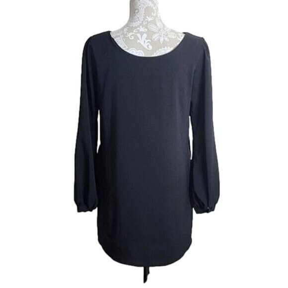 Lulu's Large Mini Dress Lined black long sleeve Womens Pockets 38" Waist Large - Picture 3 of 6
